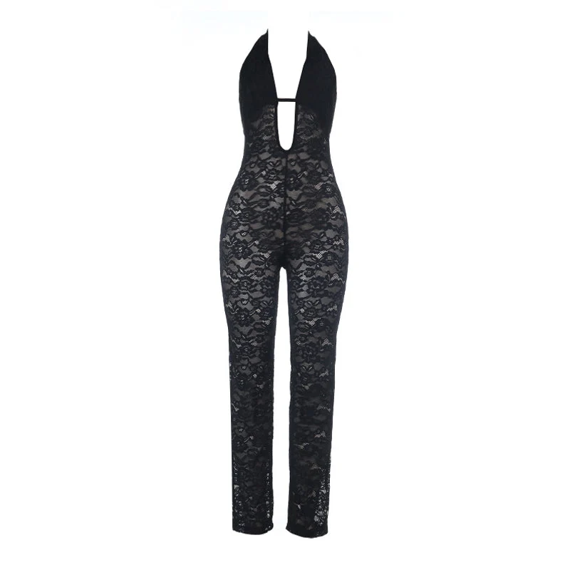 Fairycore opengewerkte kanten halterjumpsuit