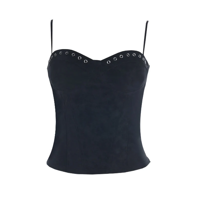 Effen camisole top met V-hals, ritssluiting en open rug.