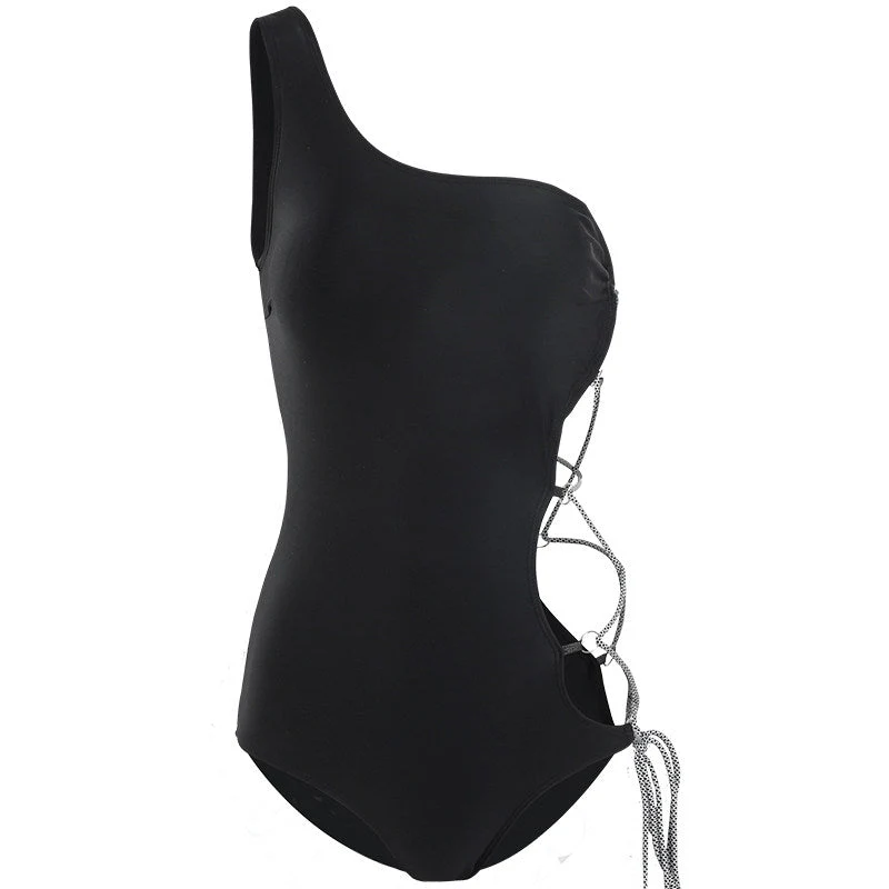 Fairycore bodysuit met één schouder en vetersluiting