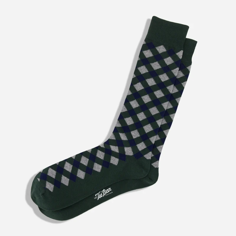 Textured Diamonds Hunter Green Dress Socks