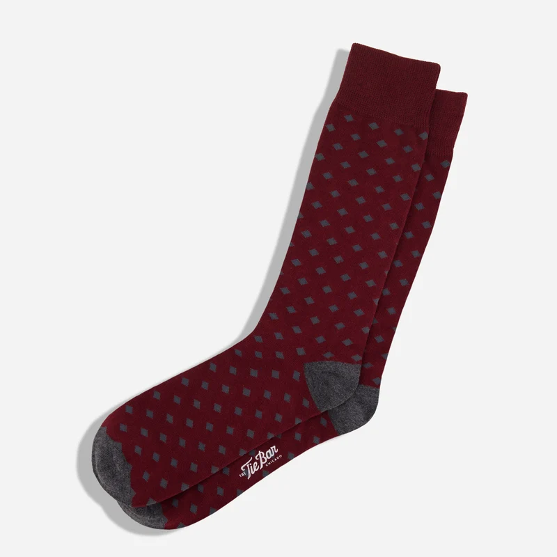 Diamonds Burgundy Dress Socks