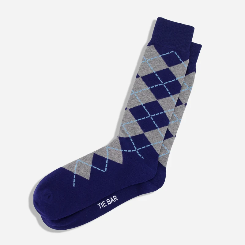 New Argyle Navy Dress Socks