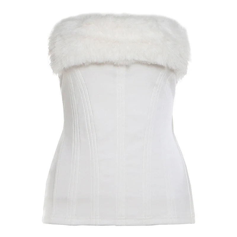 Grunge pluizige mouwloze tube top