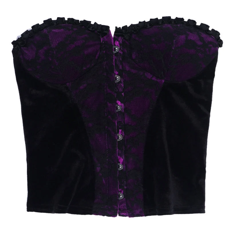 Fairycore sweetheart neck lace hem top