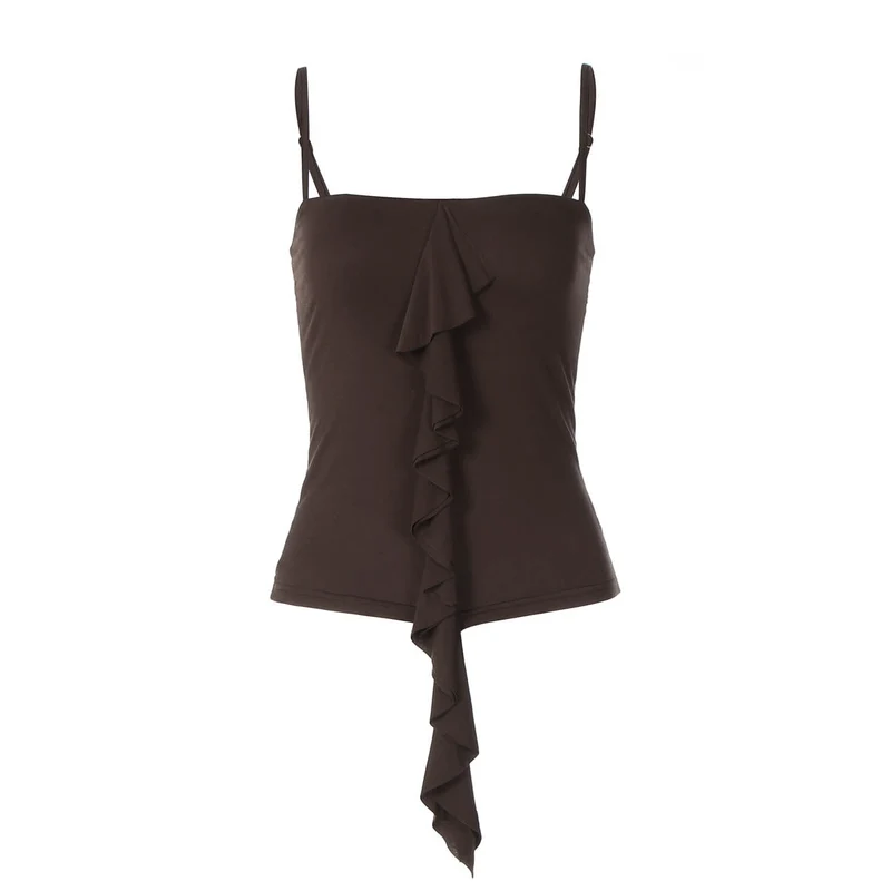 Fairycore cami top met vierkante hals en ruches