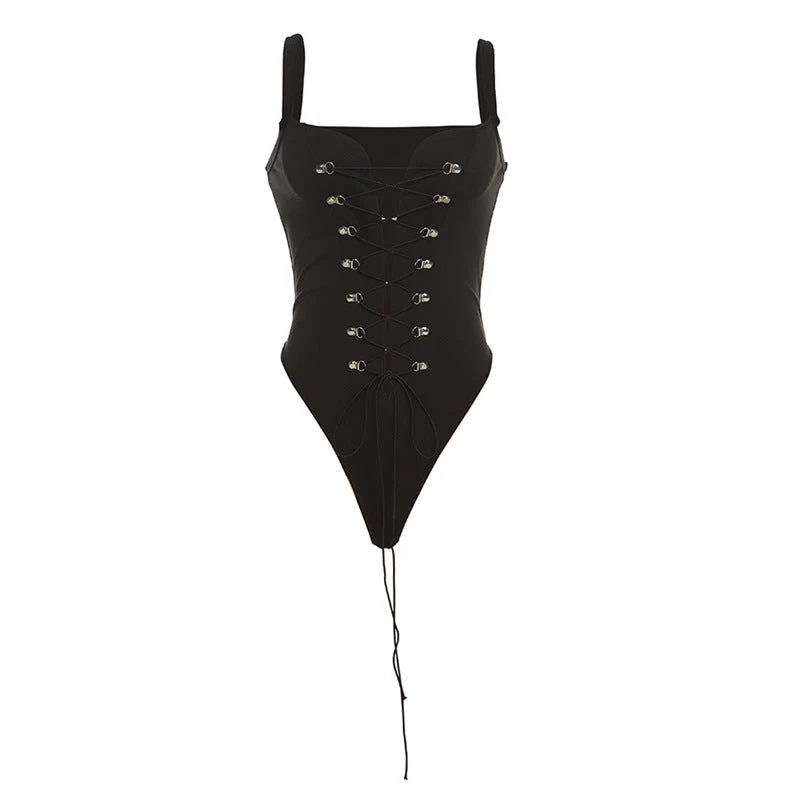 Fairycore lace up v neck cami bodysuit