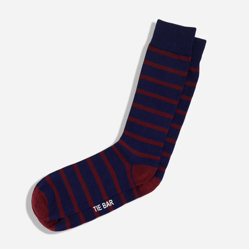 Trad Stripe Burgundy Dress Socks