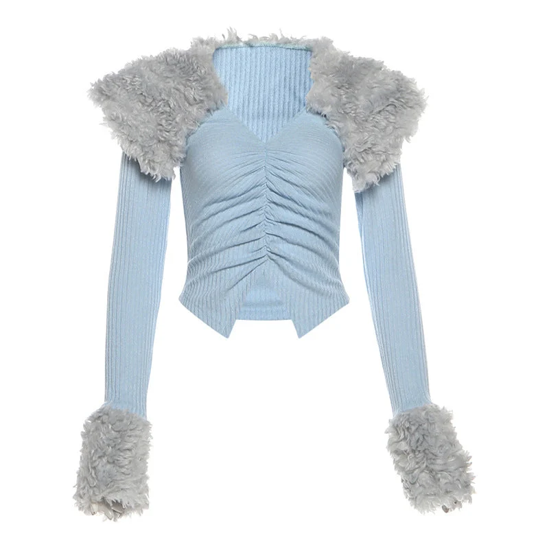 Grunge top met geplooide lange mouwen