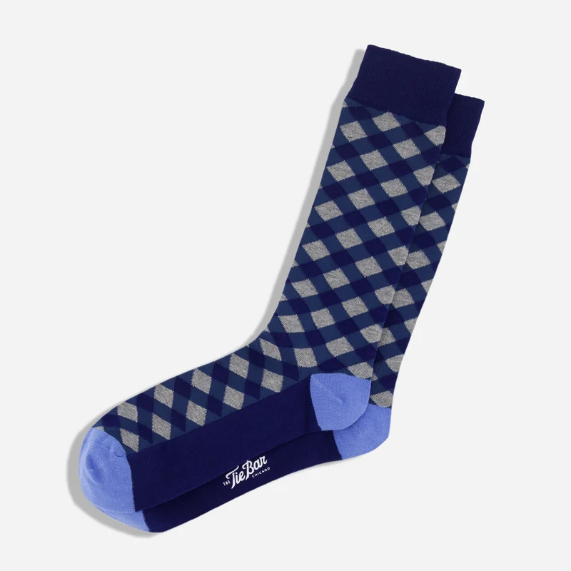 Textured Diamonds Blue Dress Socks
