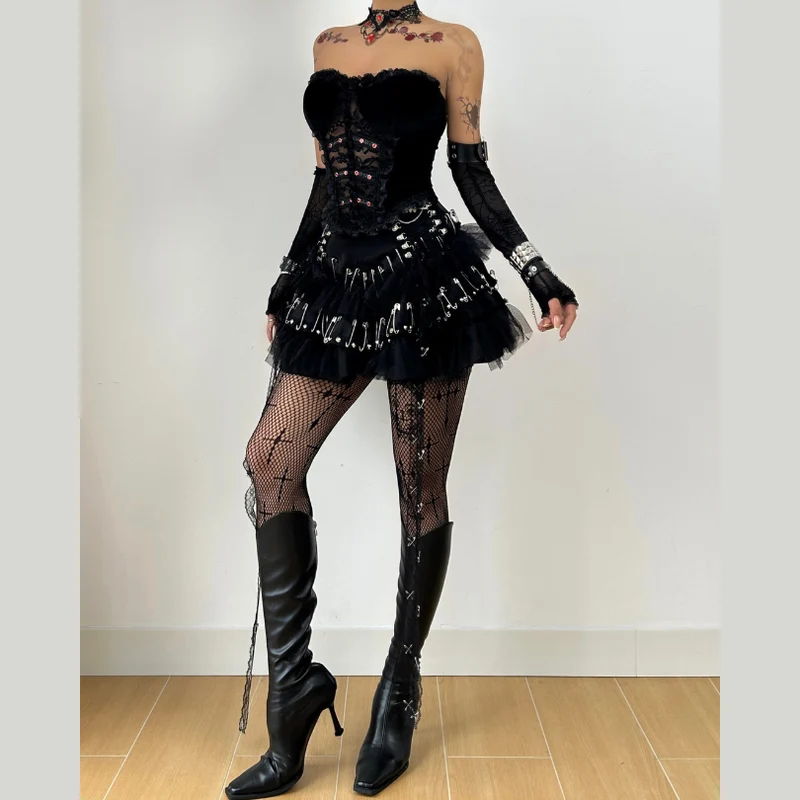 Fairycore sweetheart neck velvet top