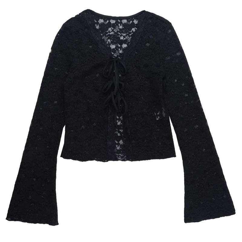 Fairycore long sleeve lace crop top