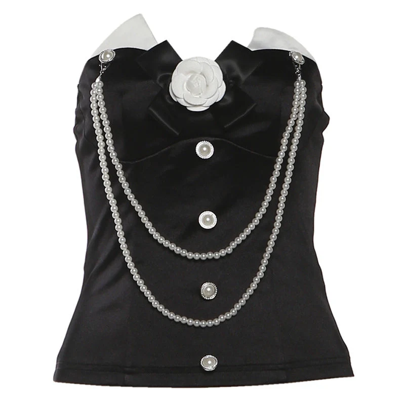 Tubetop met kralenapplicatie en bloemen