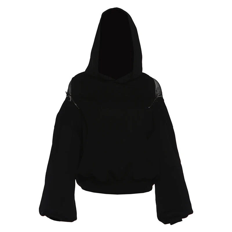 Hoodie met lange mouwen en rits, visnettop