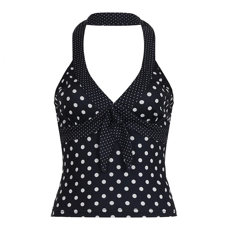 Goth halter v neck backless top
