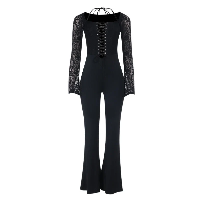 Fairycore halter jumpsuit met vetersluiting