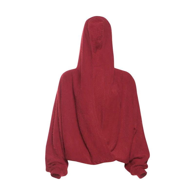 Lange mouwen hoodie laag uitgesneden top