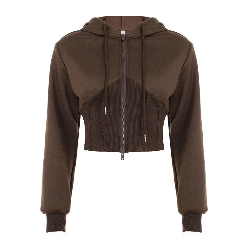 Grunge long sleeve zip-up hoodie top