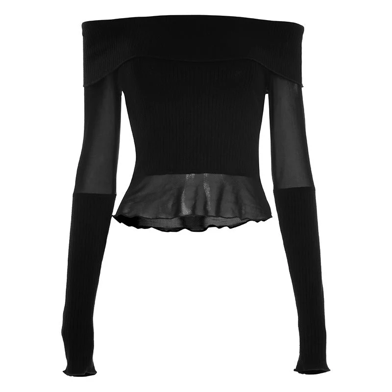 Fairycore off-shoulder top met ruches en mesh
