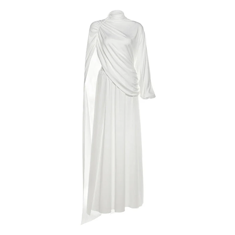 Grunge high neck ruched maxi skirt set