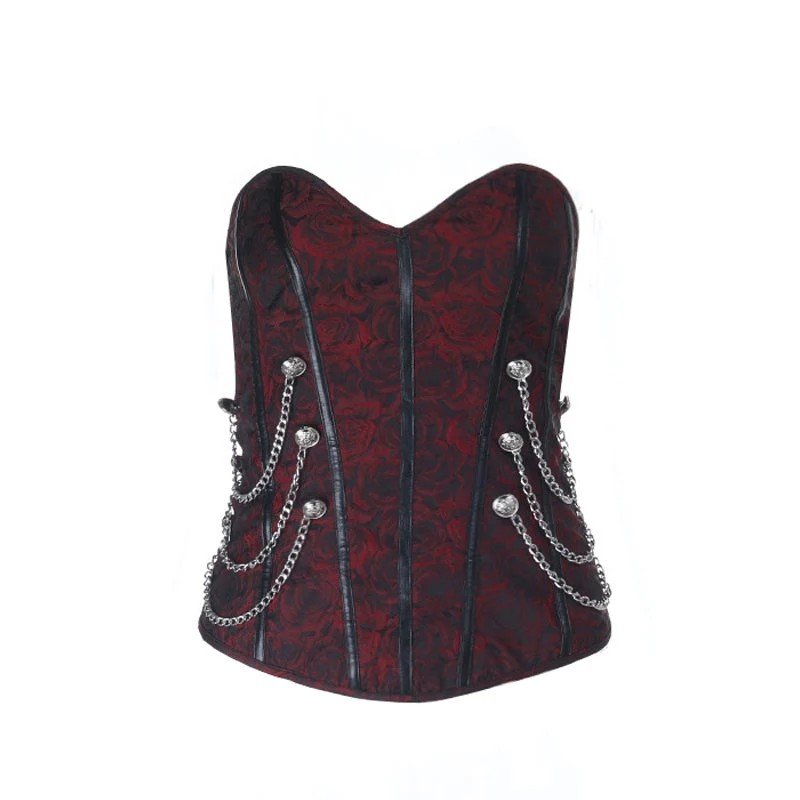 Sweetheart hals corset top met metalen ketting en ritssluiting