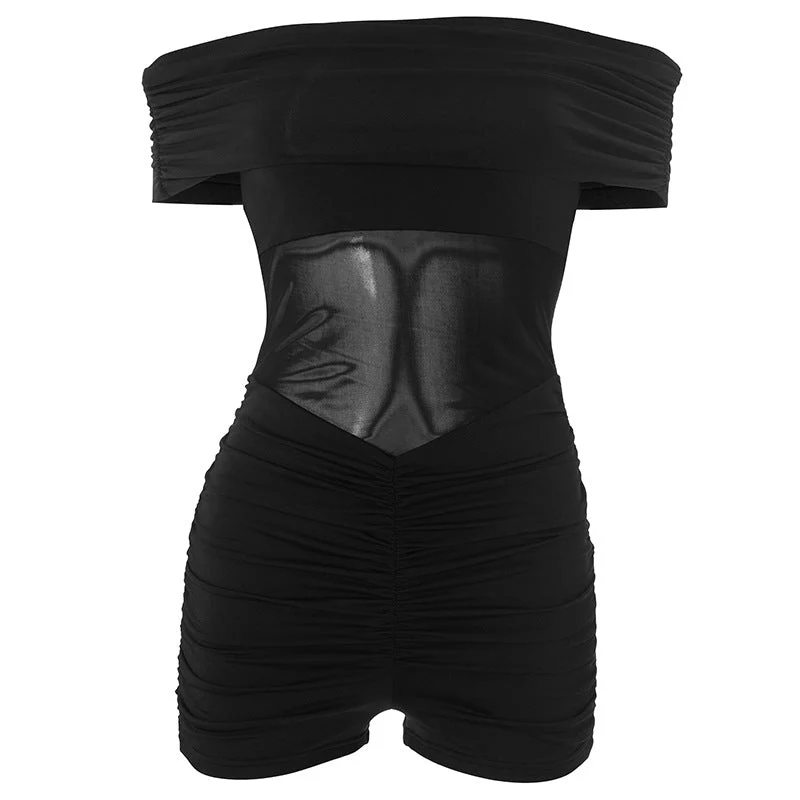 Grunge off-shoulder jumpsuit met plooien