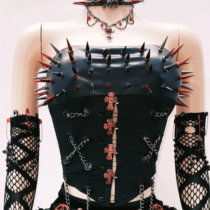 Fairycore metalen ketting vetersluiting tube top