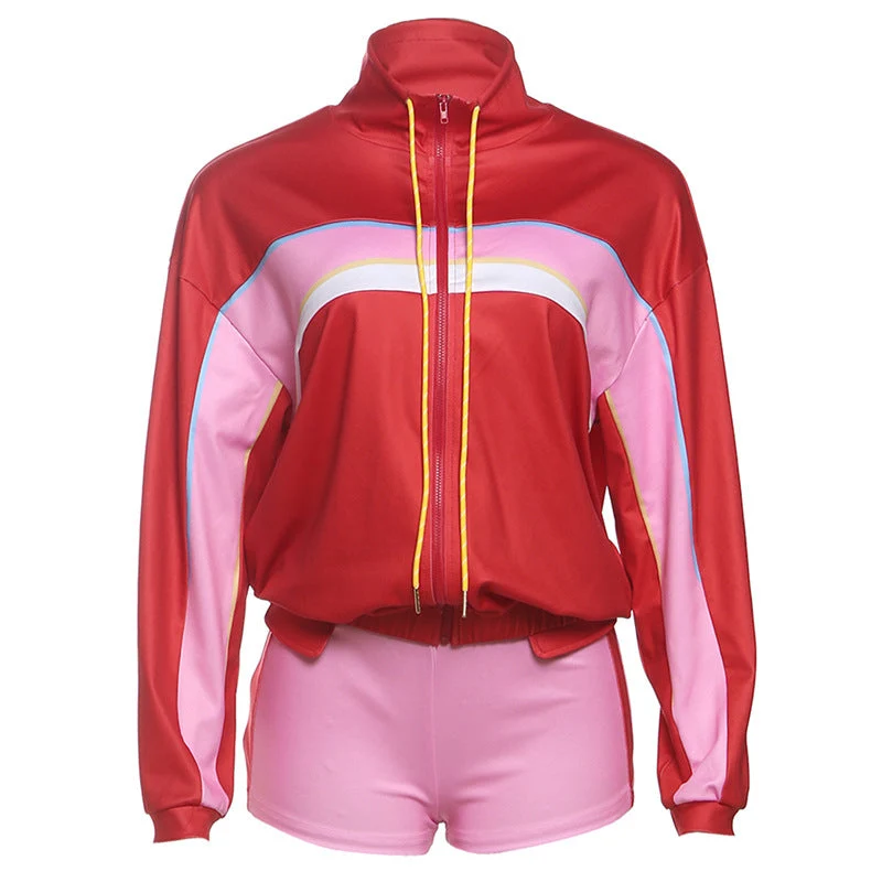 Set met lange mouwen, rits, hoge hals en lage taille