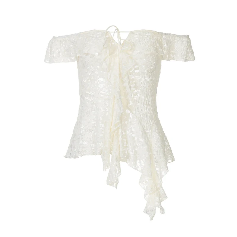 Grunge off-shoulder top met strikceintuur