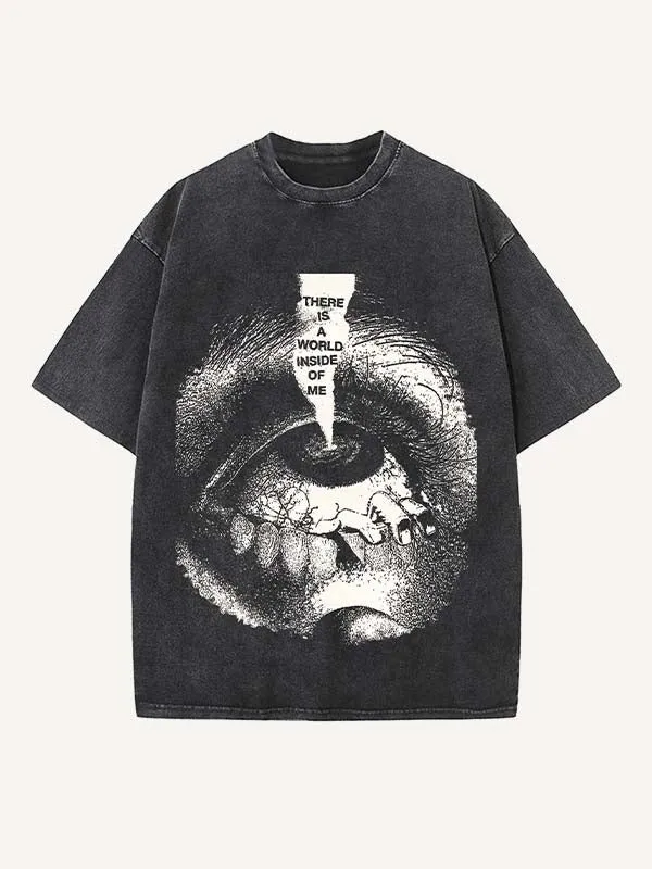Vintage T-shirt met het oog van de innerlijke wereld