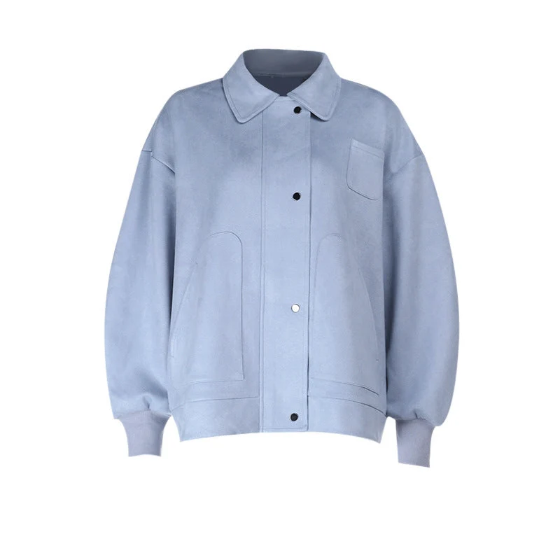 Grunge top met omgeslagen kraag en lange mouwen
