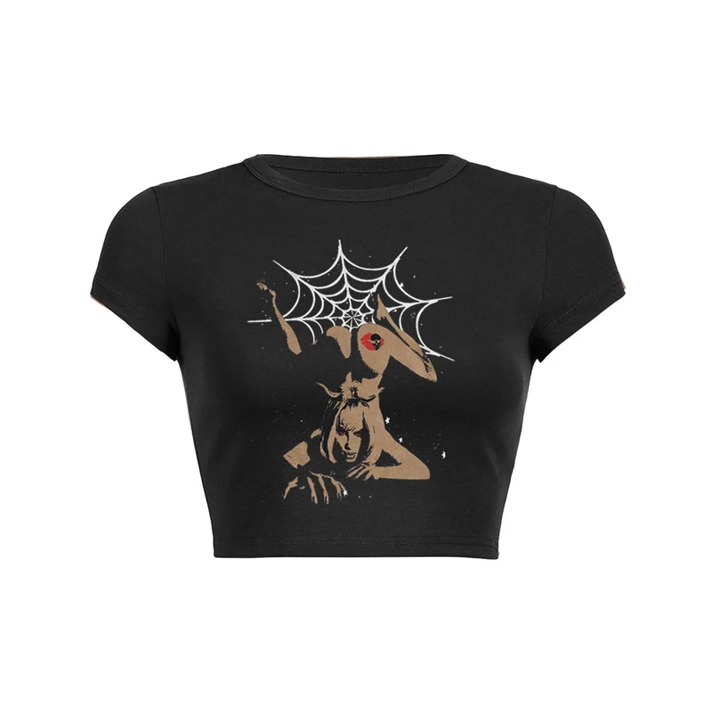 Y2K abstracte webkunst crop top