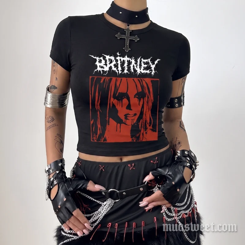 Rode grunge-kunst crop top baby-T-shirt