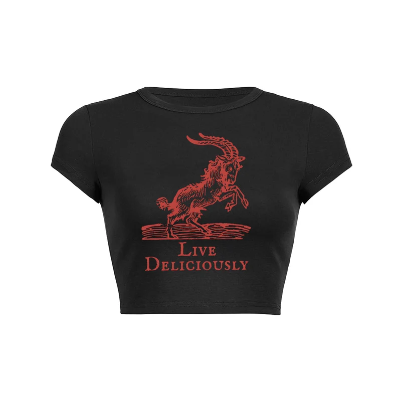 Vintage geit grafische crop top baby T-shirt