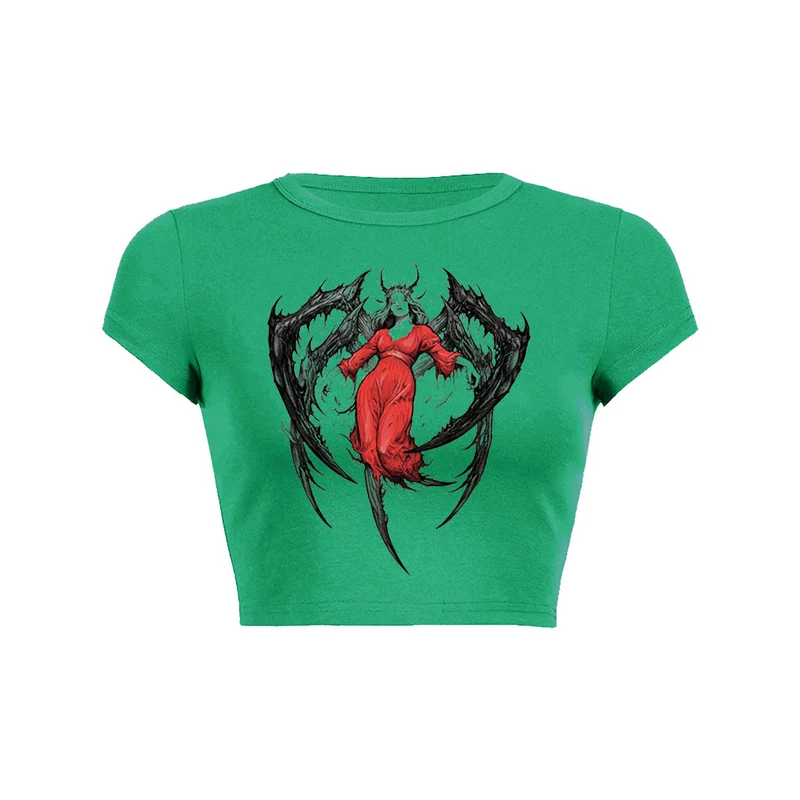 Y2K red demon queen crop top