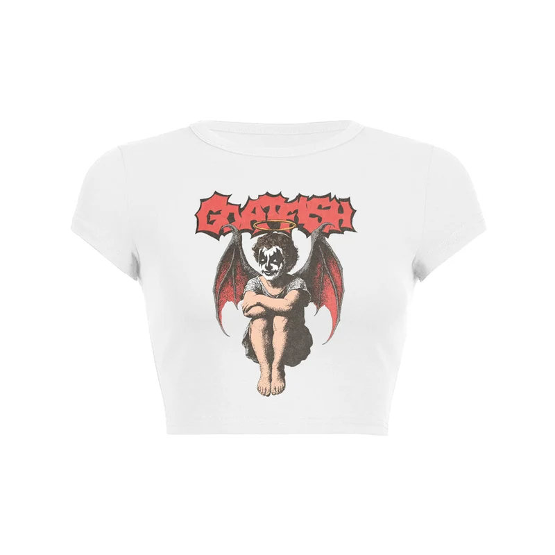 Demonic Angel Graphic Crop Top Baby T-shirt