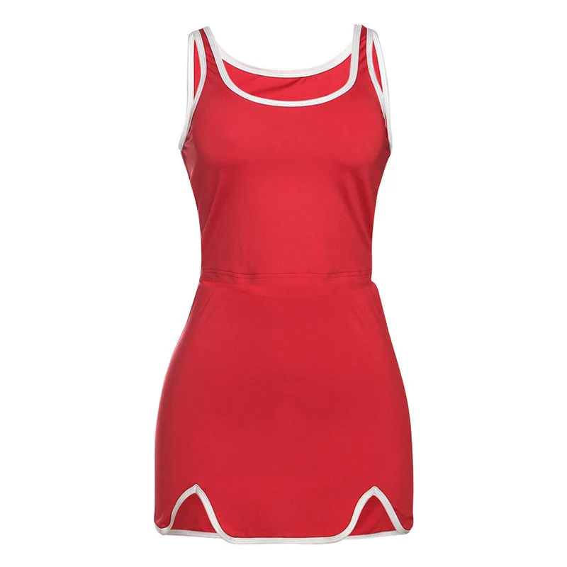 Set met minirok met U-hals en split