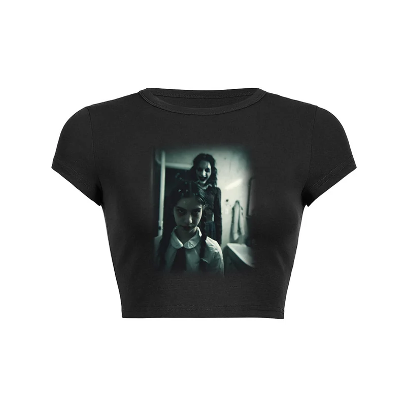 Y2K Mystic Mirror crop top baby tee