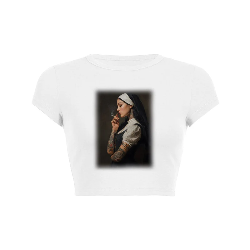 Y2K tattooed faith crop top baby tee