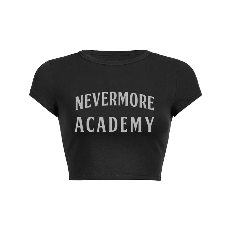 Y2K Nevermore Academy crop top baby tee