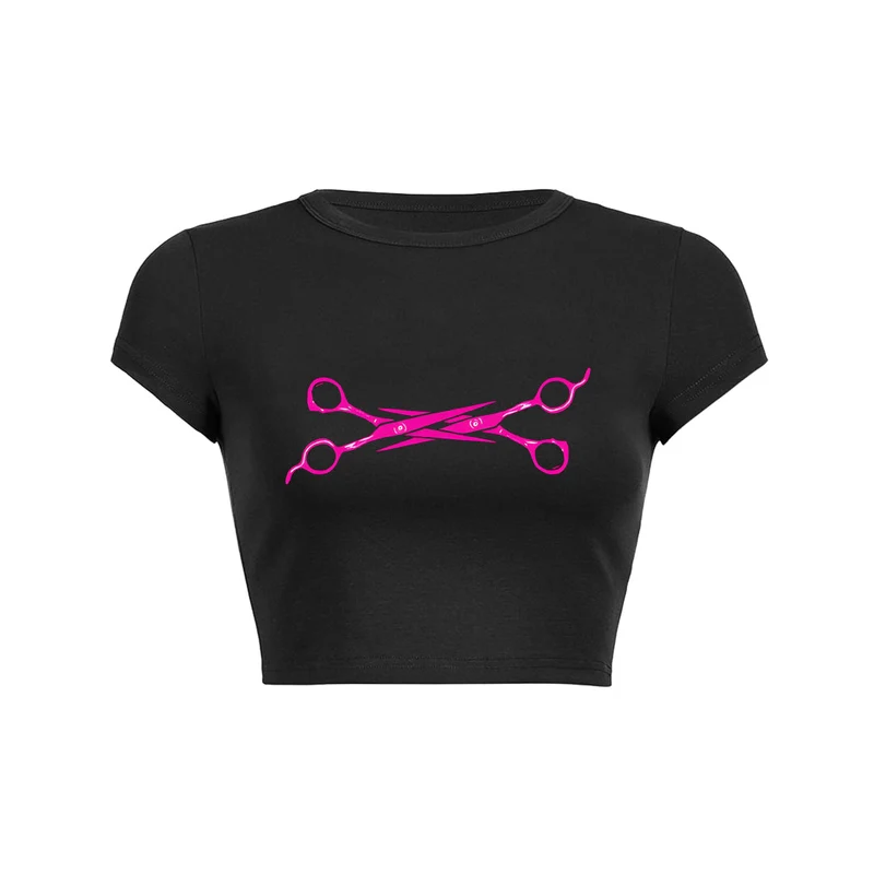 Y2K Pink Shears crop top