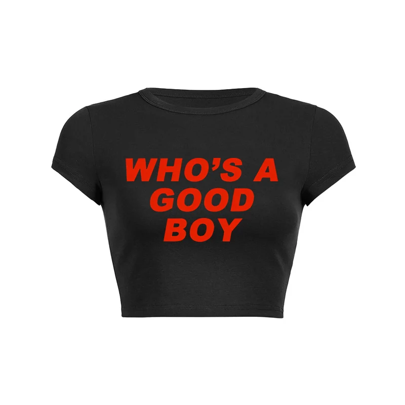 Y2K Who's a Good Boy crop top