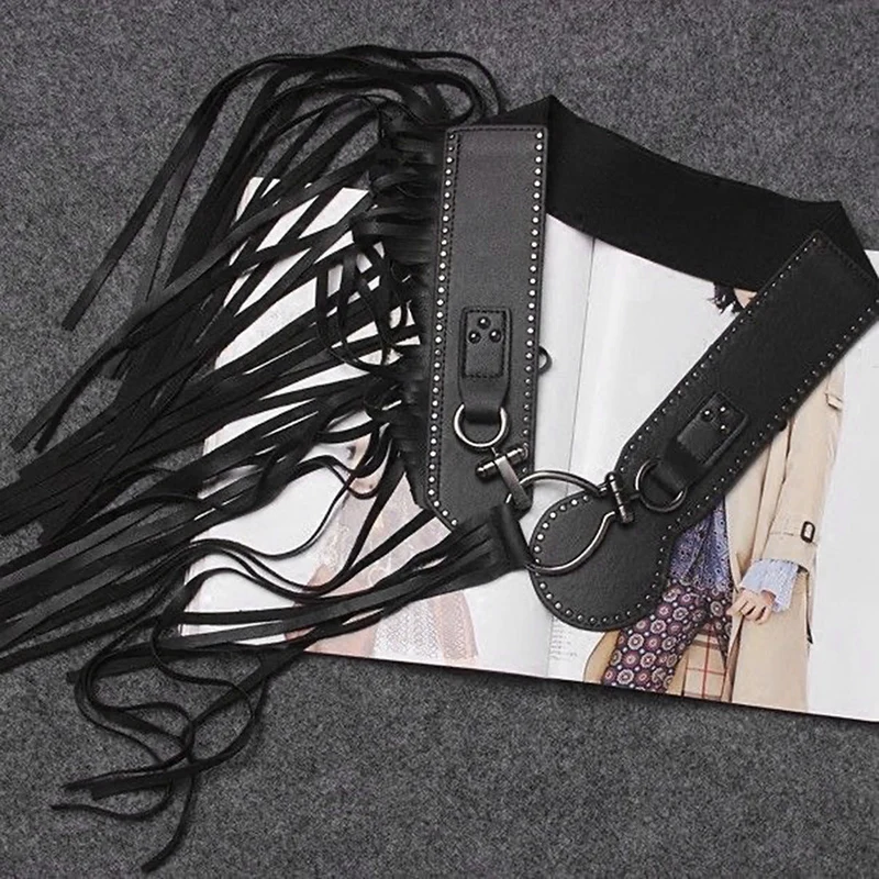 Gotische kwastjes PU-leren decoratieve riem