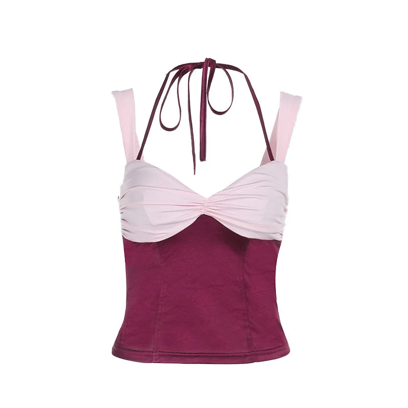 Halster cami-topje met grunge-ruches en v-hals