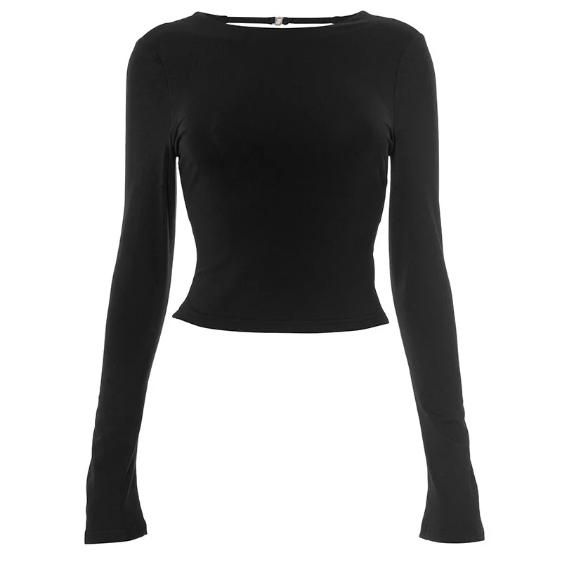 Grunge long sleeve crewneck backless top