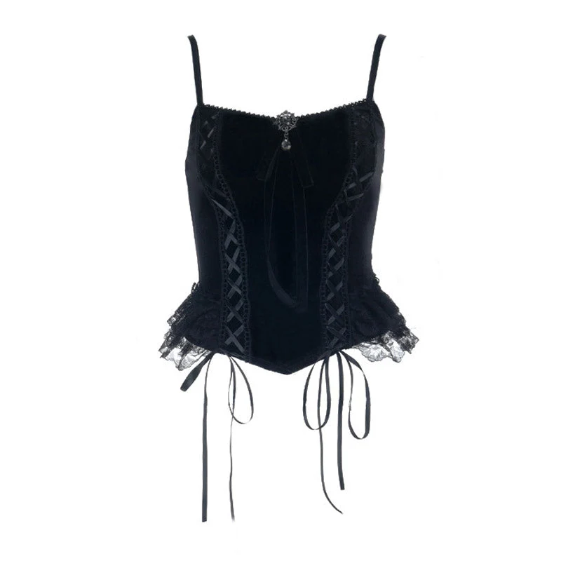 Fairycore cami top met kanten zoom en U-hals