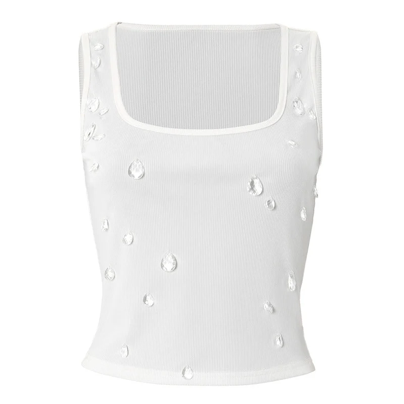 Grunge geribbelde tanktop met vierkante hals