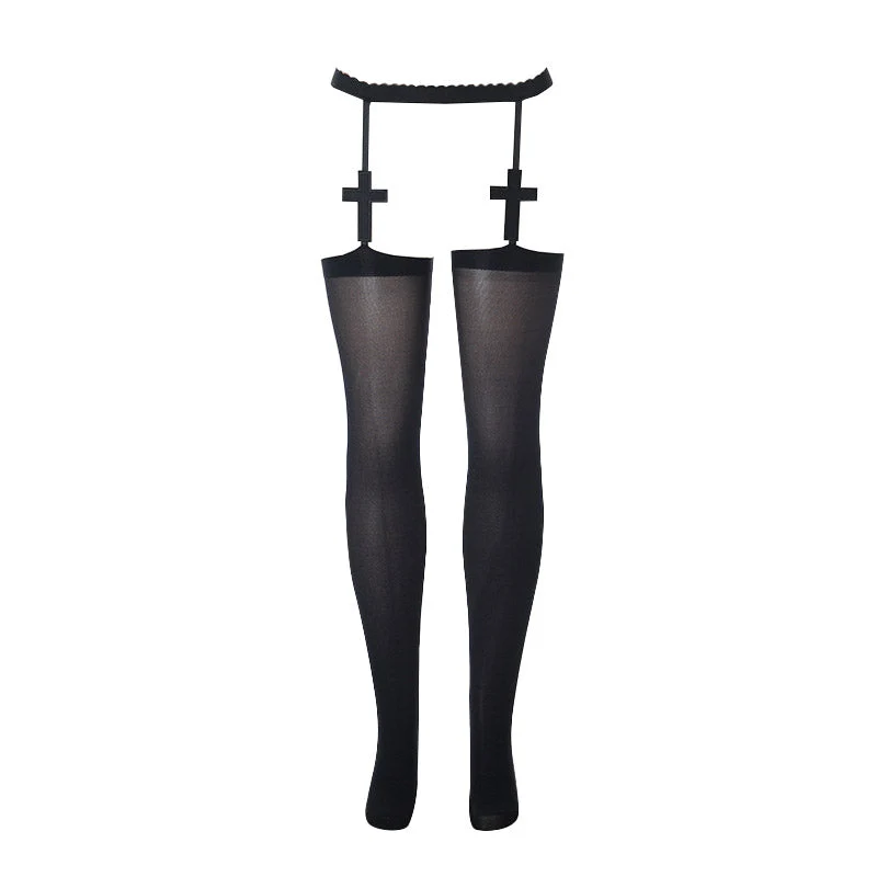 Kruisborduursel effen panty