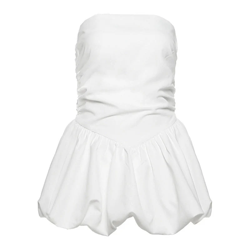 Grunge ruched zip-up backless tube top