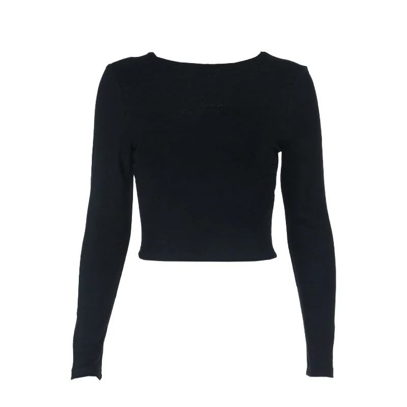 Grunge long sleeve self tie backless top