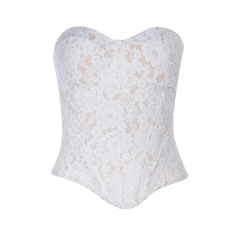 Fairycore sweetheart neck lace corset tube top